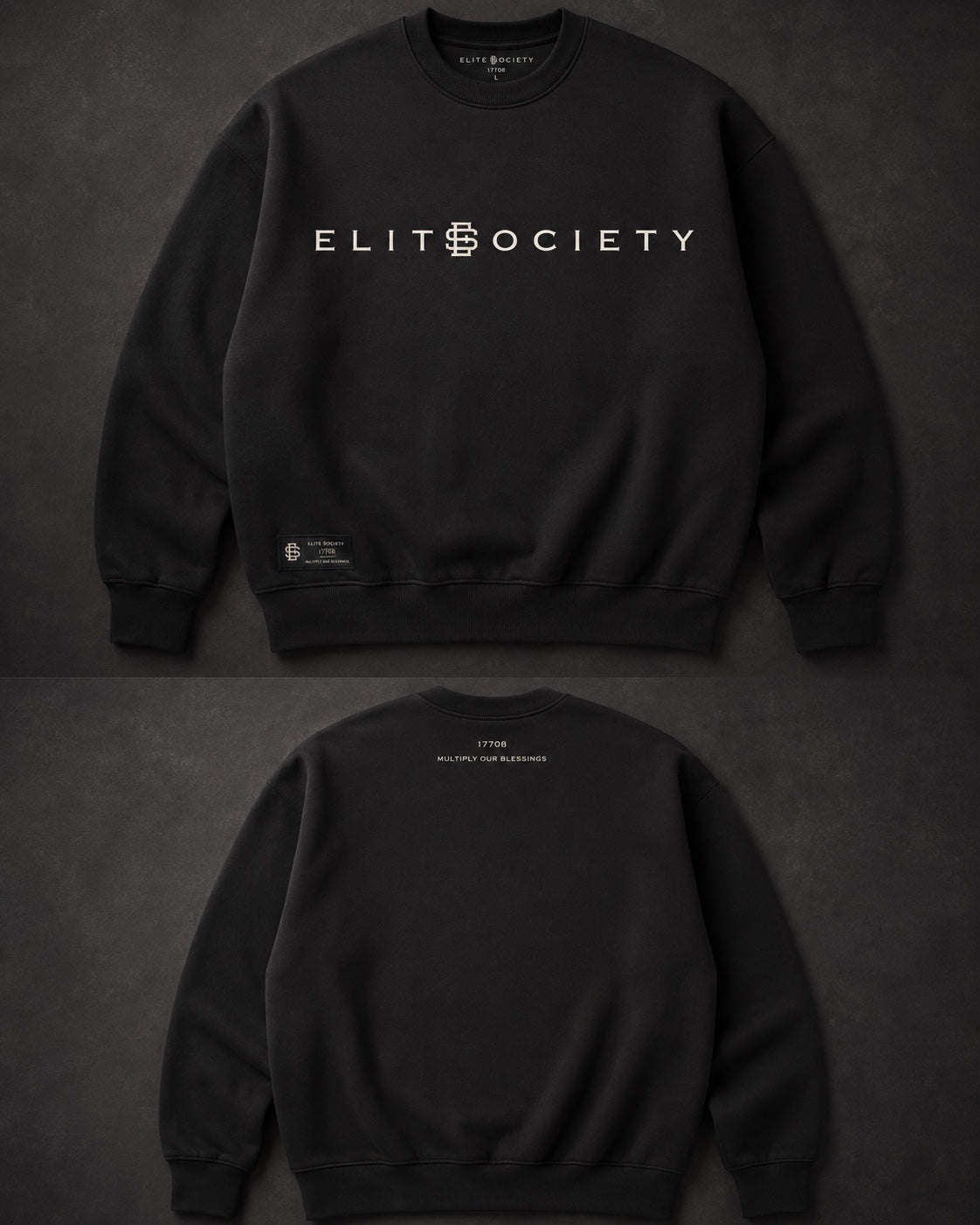 Elite Society Drop 001 black crewneck